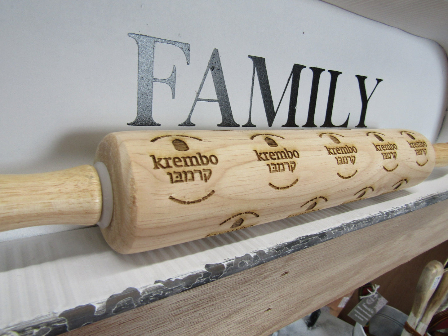 Baker Logo Kosher Baked Goods Custom Your Actual Logo Rolling Pin Embossed Engraved Wooden Rolling Pin Cookie Stamp Laser Pottery Texture