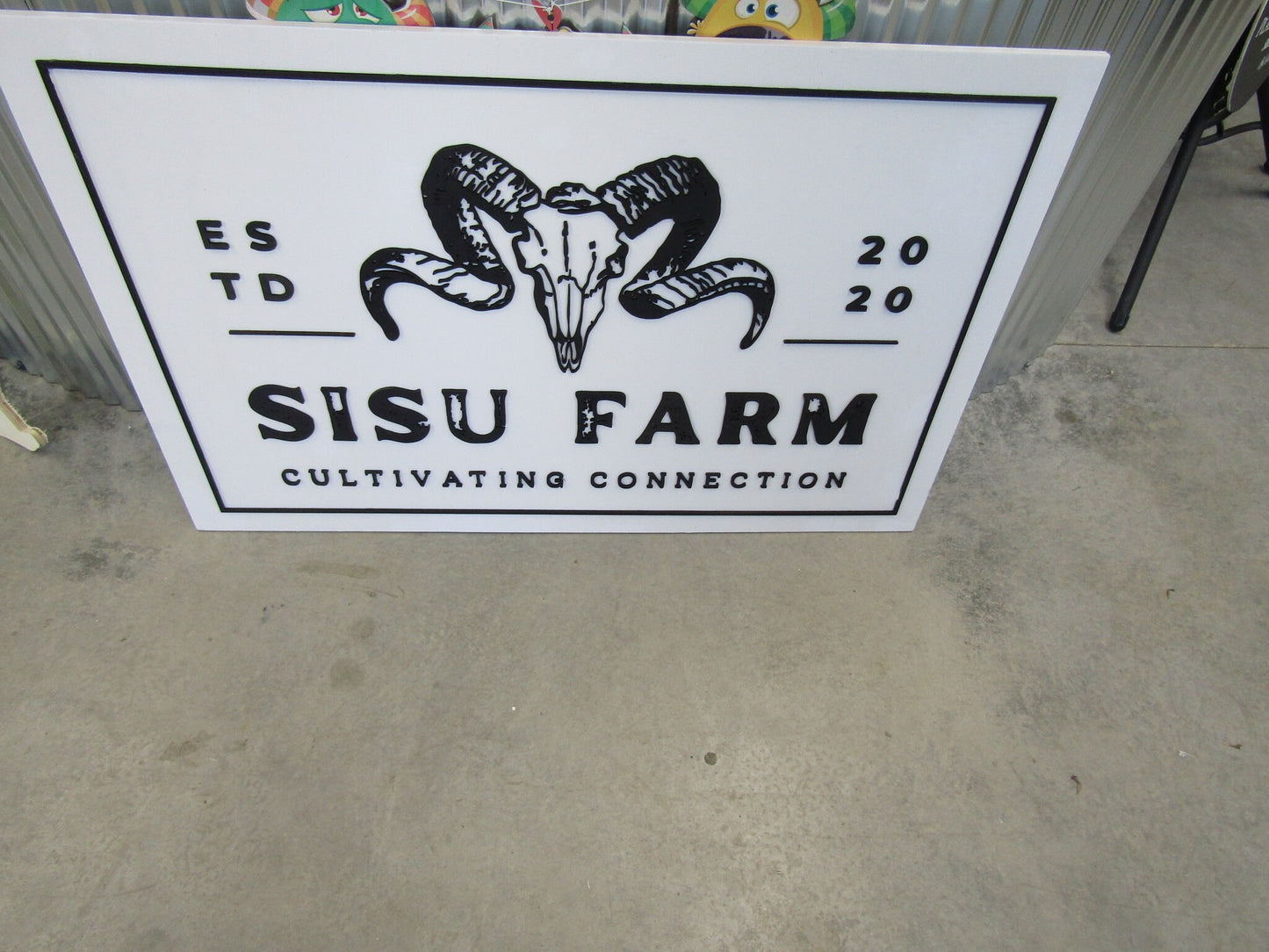 Custom Wooden Sign Ram Farm Sign Commerical Signage Your Logo Skull Western Handmade Business Sign 3D Livestock Rectangle Laser Cut Raised