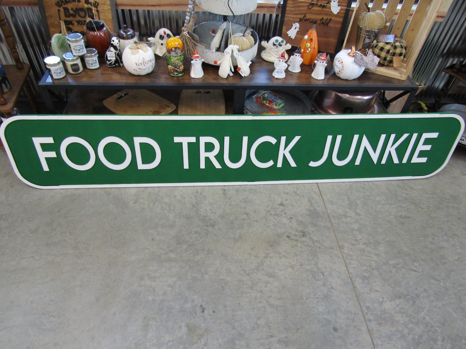 Custom Wood Handmade Sign Food Truck Signage Commerical Food Handmade Green Personalized Grill Outdoor Eating Festival On The Go 3D Large