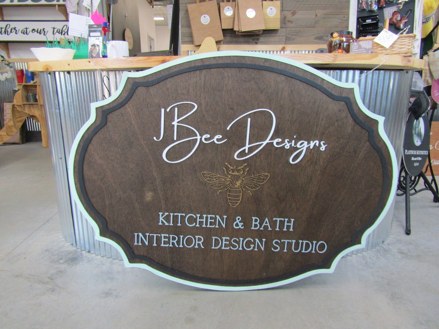 Custom Interior Design Wood Sign Commerical Signage Kitchen and Bath Business Outdoor Entrance Sign Personalized Large Handmade Logo Oval