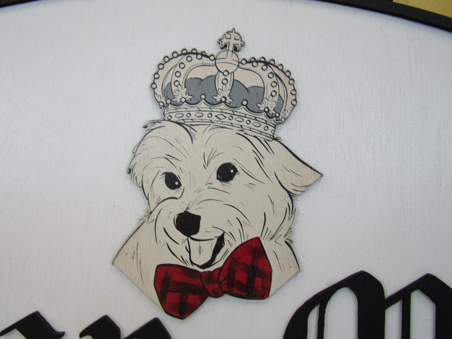 Custom Handmade Wood Sign Dog Collar Couture Crown Royalty Contoured Sign Personalized Shape Bow Tie Pet Store Raised Letters Your Image