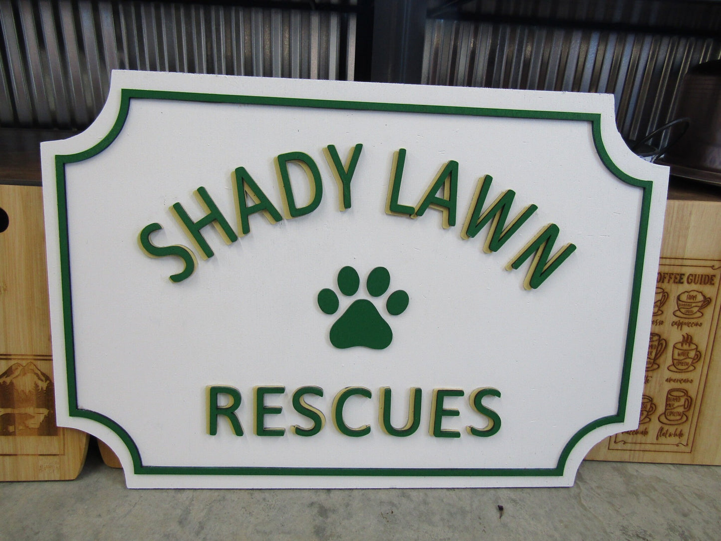 Custom Wooden Sign Animal Rescue Entrance Commerical Signage Paw Print Your Logo Business Name Personalized Raised 3D Letters Handmade