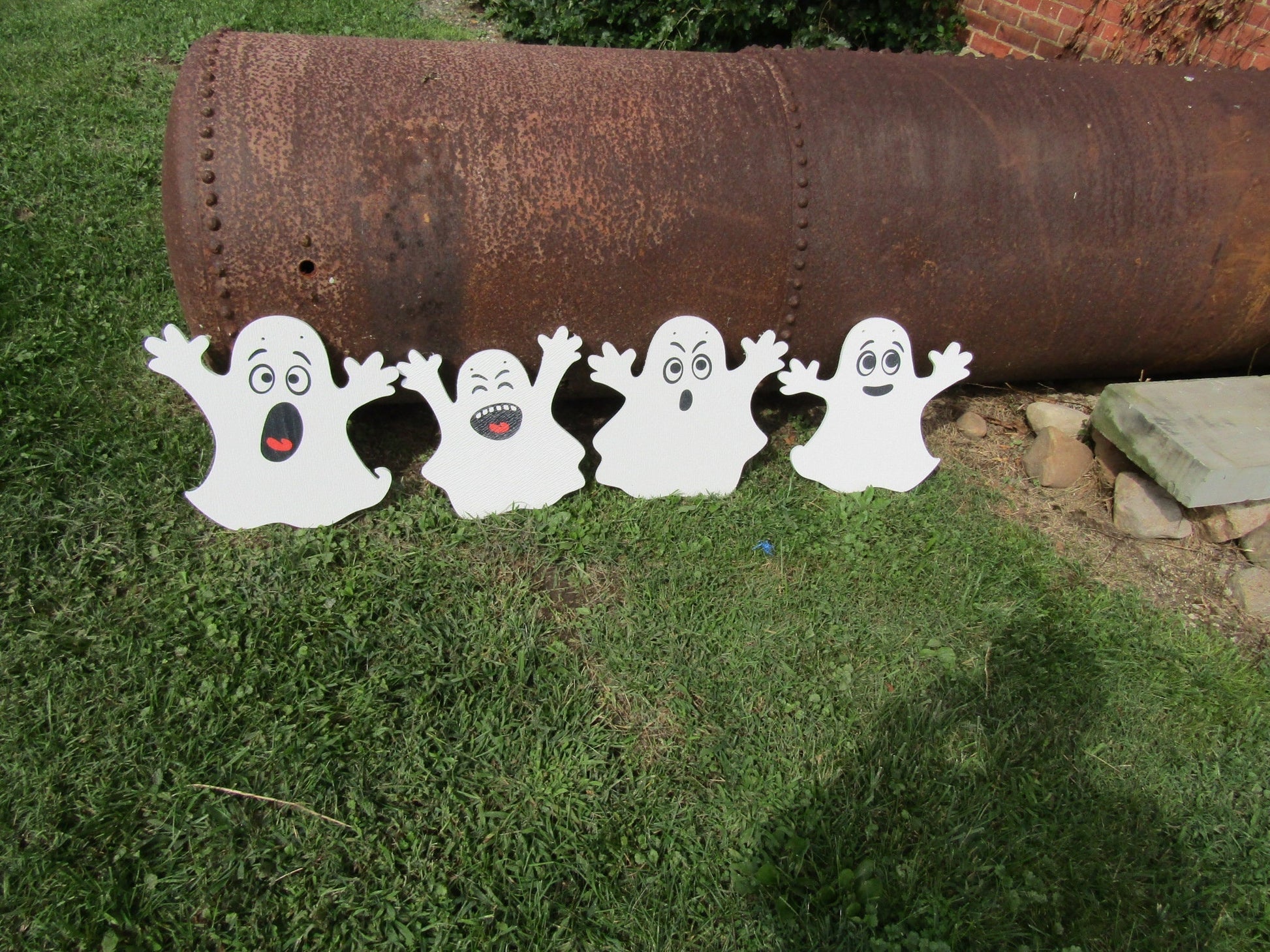 PVC All Weather Ghost Yard Decor Halloween Decoration Weather Proof Gastly Ghosts Set Of 4 Thick Fall Autumn Trick or Treat Spooky Fun