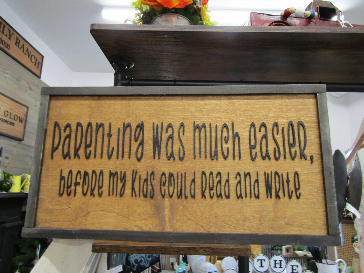 Parenting Funny Easy Parenting Relatable Home Decor Wooden Handmade Sign 3D Kids Parenting was Easier Before Kids could Read Teenager