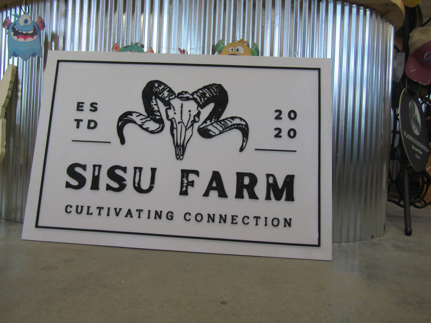 Custom Wooden Sign Ram Farm Sign Commerical Signage Your Logo Skull Western Handmade Business Sign 3D Livestock Rectangle Laser Cut Raised
