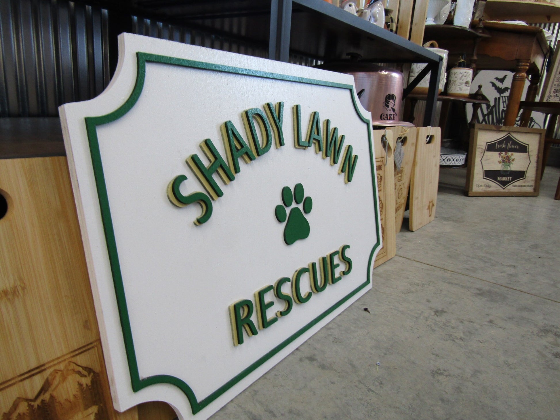 Custom Wooden Sign Animal Rescue Entrance Commerical Signage Paw Print Your Logo Business Name Personalized Raised 3D Letters Handmade