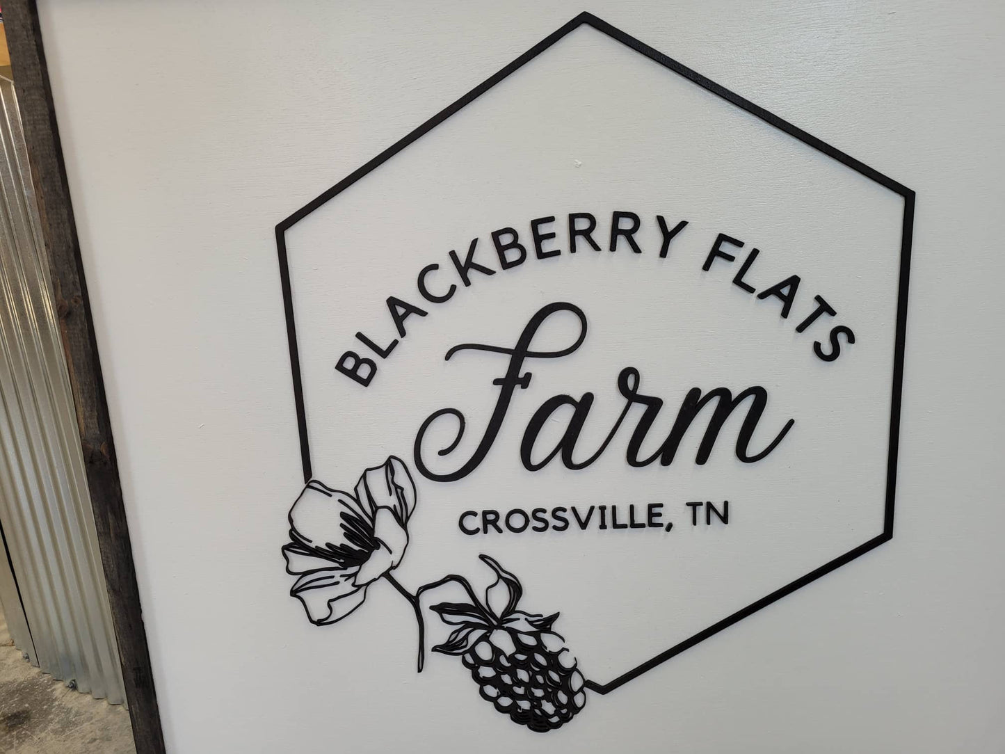 Large Custom Square Signage Farm Company Name Blackberry Logo Minimalist Oversized Rustic Business Logo Wood Laser 3D Personalized Sign