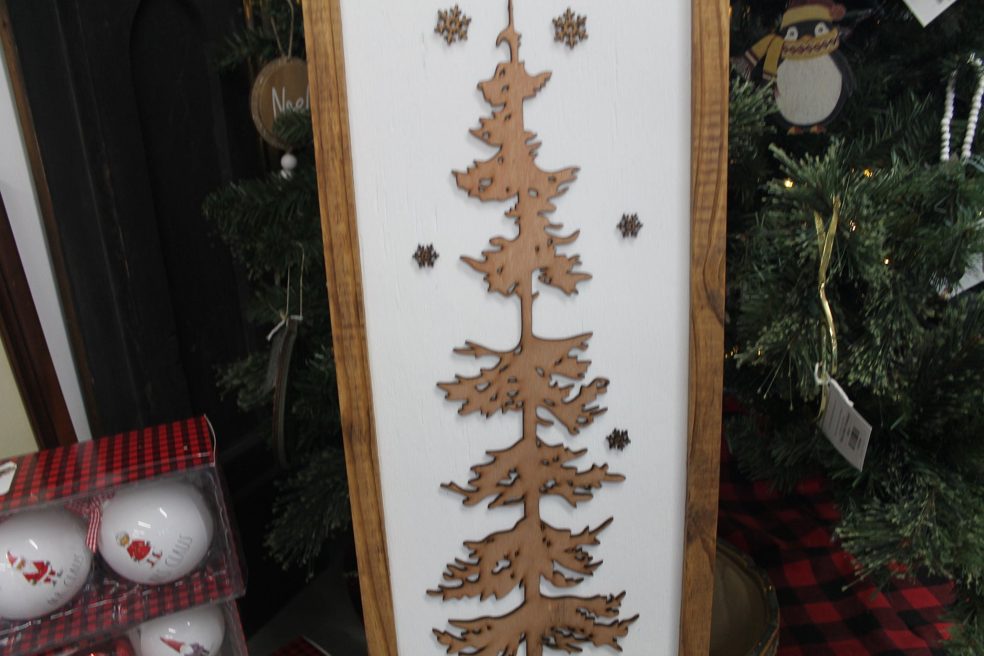 Winter Snowflake Decorations, White Standing Wooden Snowflakes