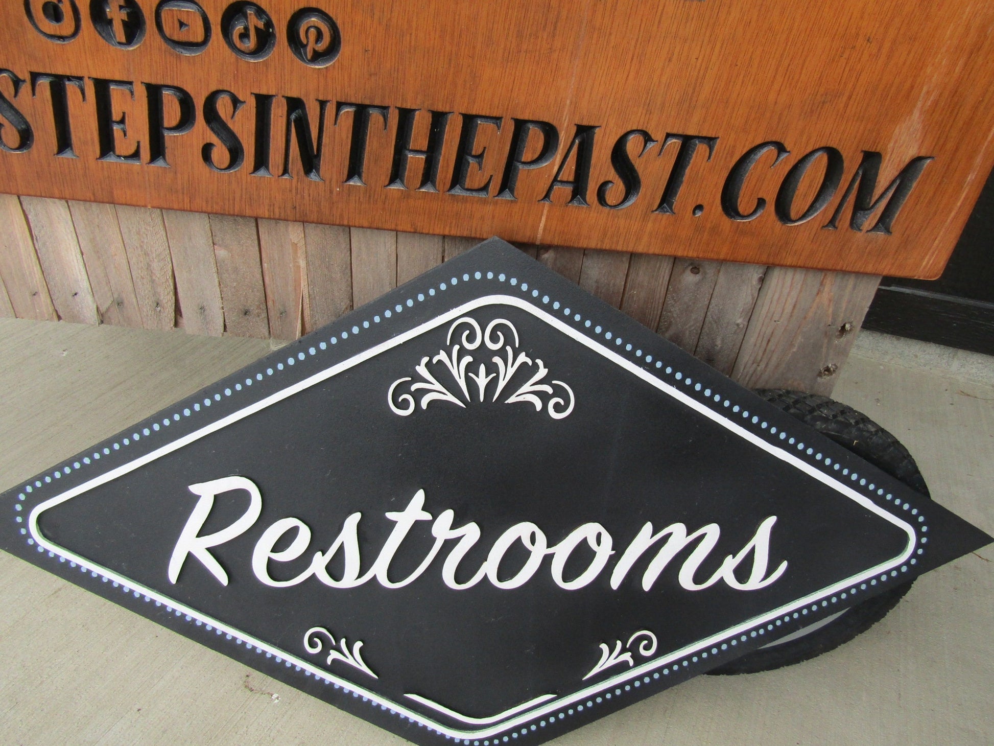 Custom Restroom Sign Contoured Business Commerical Signage Theater Vintage Boardwalk Matching Made to Order Store Front Logo Wooden Handmade