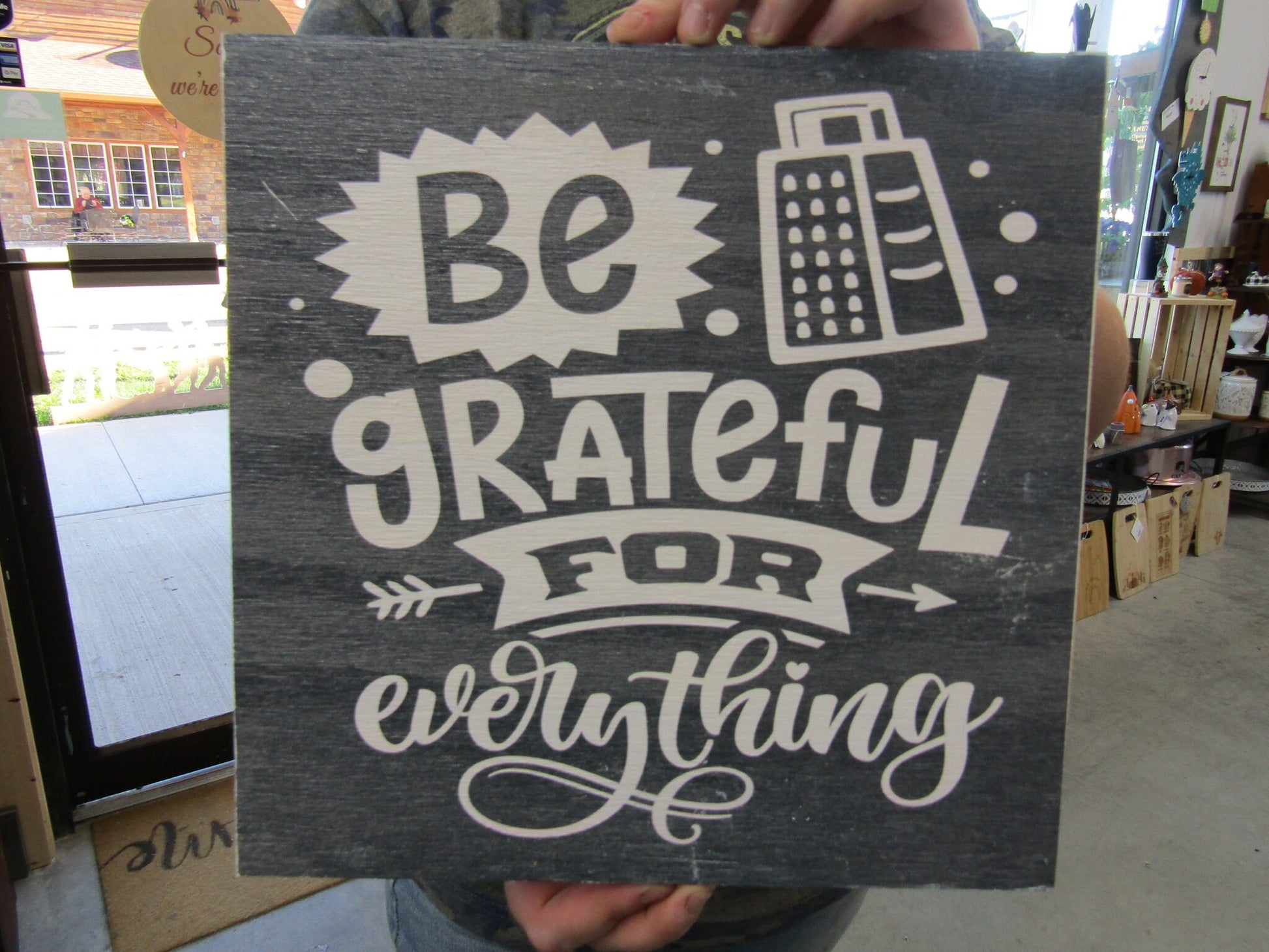 Be Grateful For Everything Cheesey Cheese Grater Kitchen Decor Unframed Printed Punny Joke Funny Contemporary Rustic Farmhouse Handmade