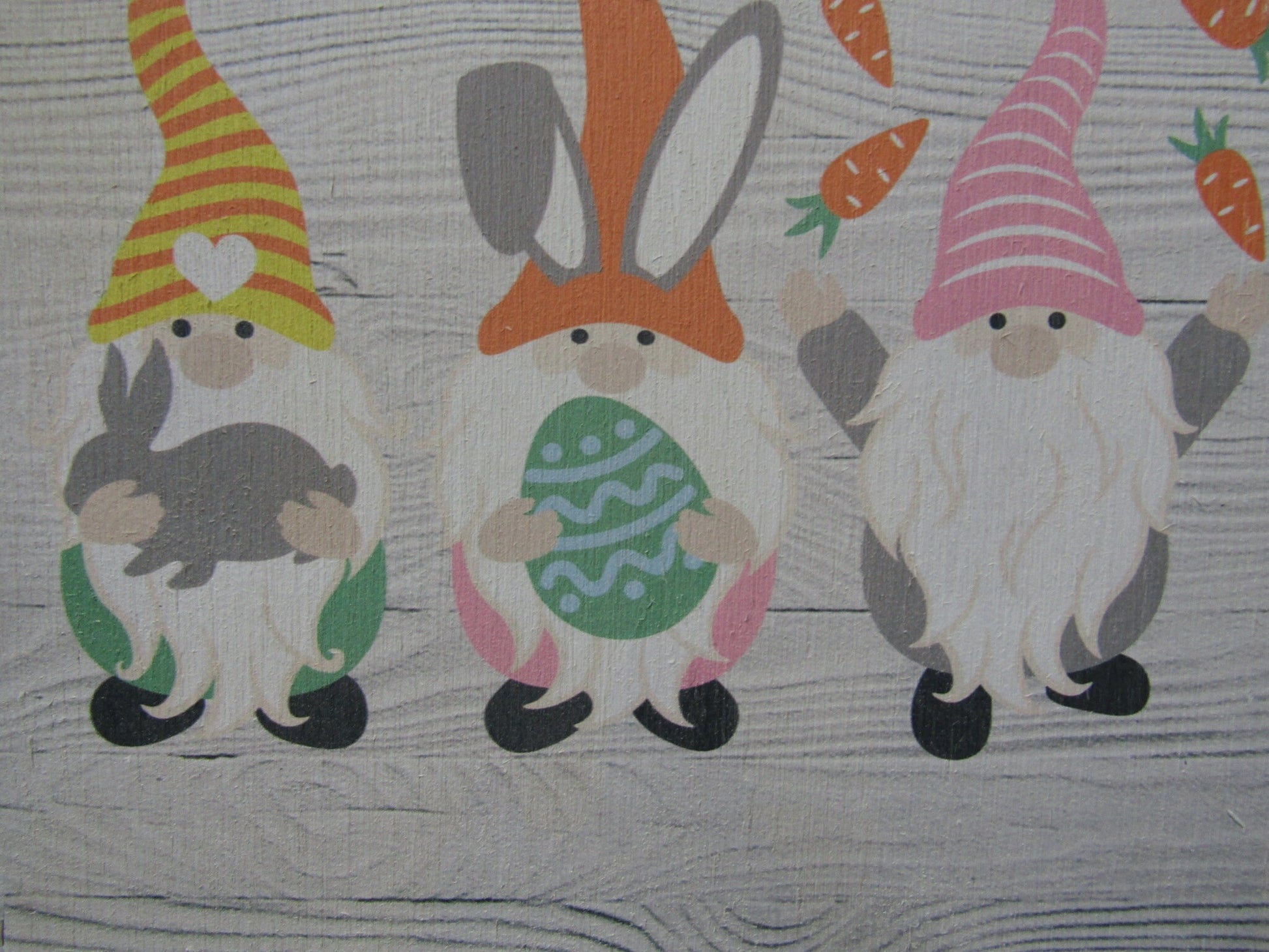 Easter Bunny Gnomes Carrots Eggs Spring Seasonal Home Decor Pastel Gnome Decor Handmade Unframed Printed In Color Uvprinted Wooden Wall Art
