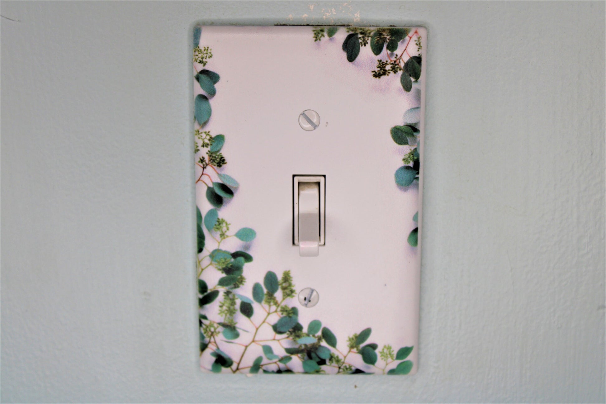 vining houseplants greenery eucalyptus plants light switch plate cover printed durable green decor unique custom piece