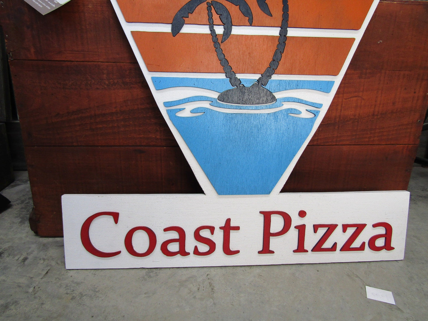 Custom Sign Pizza Slice Palm Tree Fast Food Sign Contoured Business Commerical Signage Made to Order Front Small Shop Logo Wooden Handmade