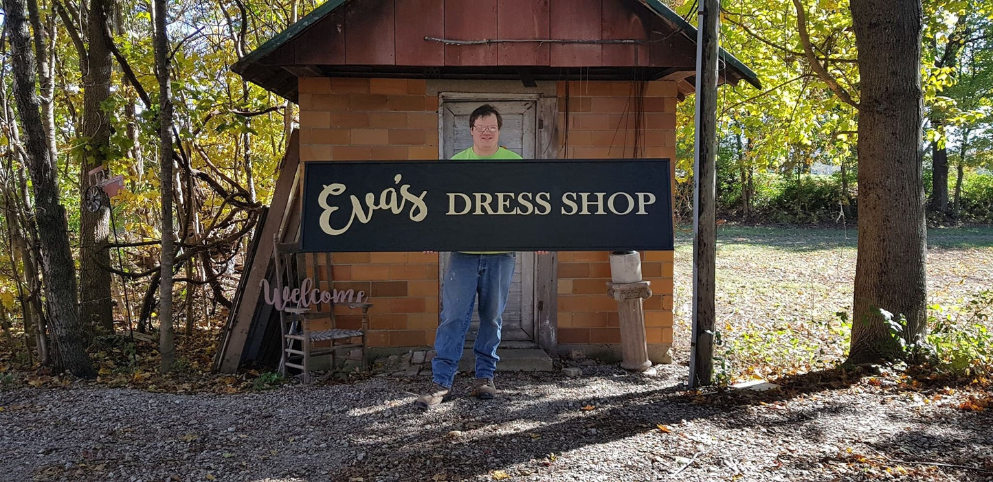 Large Custom Dress Shop Sign, Boutique, Over-sized Rustic Business Logo, Wood, Laser Cut Out, 3D, Extra Large, Sign Footstepsinthepast