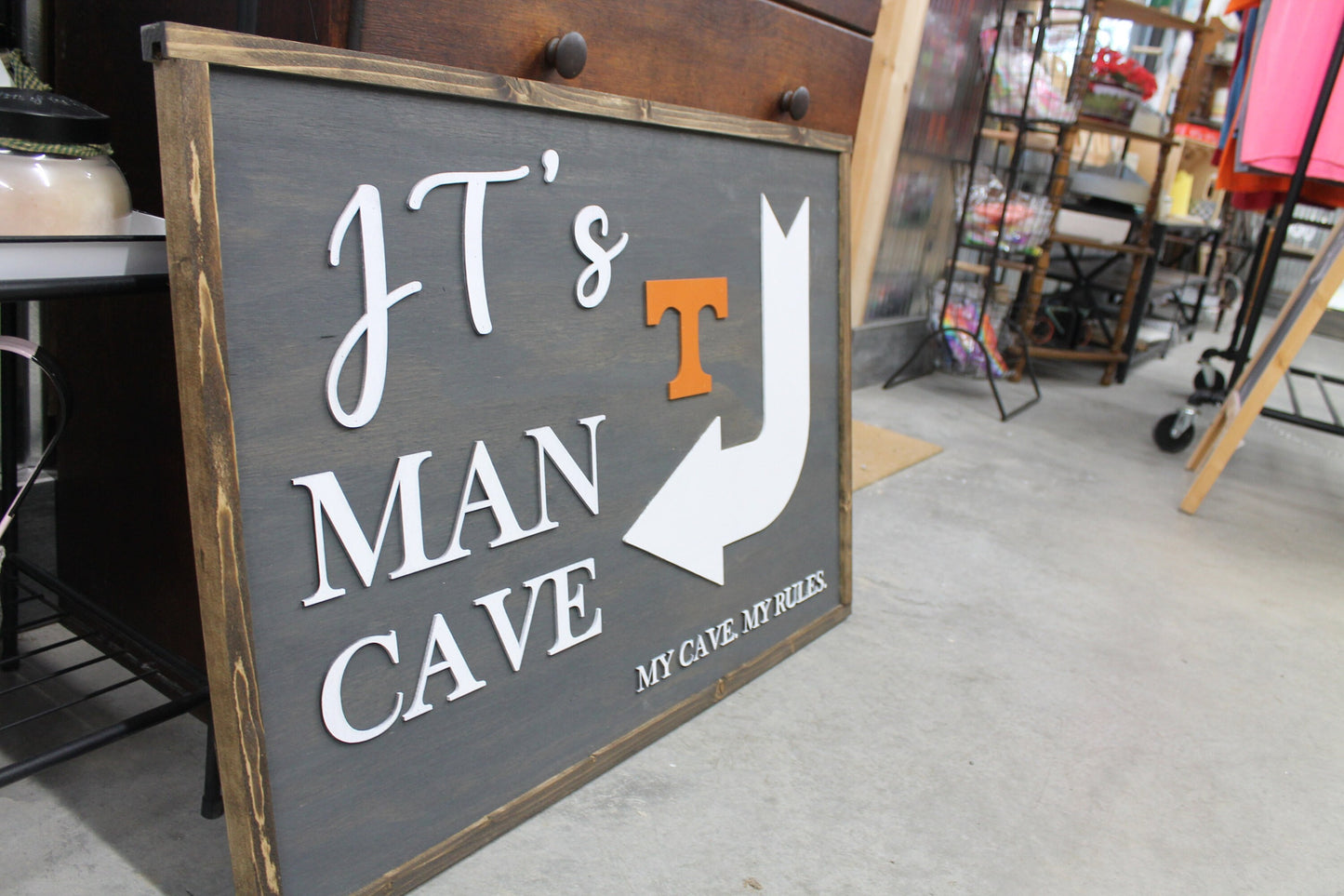 Custom Man Cave Rectangle 3D Large Custom Team My Cave My Rules Indoor Outdoor Logo Laser Cut Wood Sign Basement Game Room Garage Sign