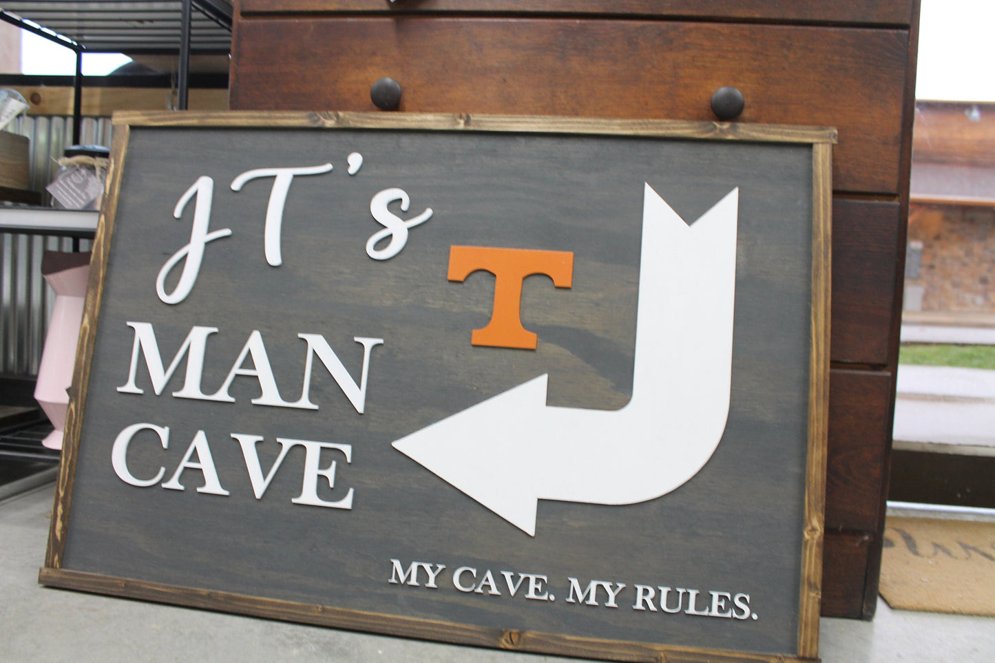 Custom Man Cave Rectangle 3D Large Custom Team My Cave My Rules Indoor Outdoor Logo Laser Cut Wood Sign Basement Game Room Garage Sign