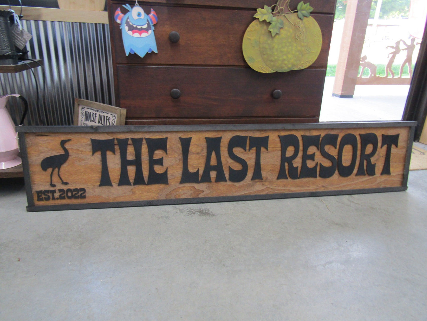 Large Custom Ranch Sign Resort Heron Over-sized Rustic Business Logo Wood Laser Cut Out 3D Extra Large Sign Studio Sign Commerical signage