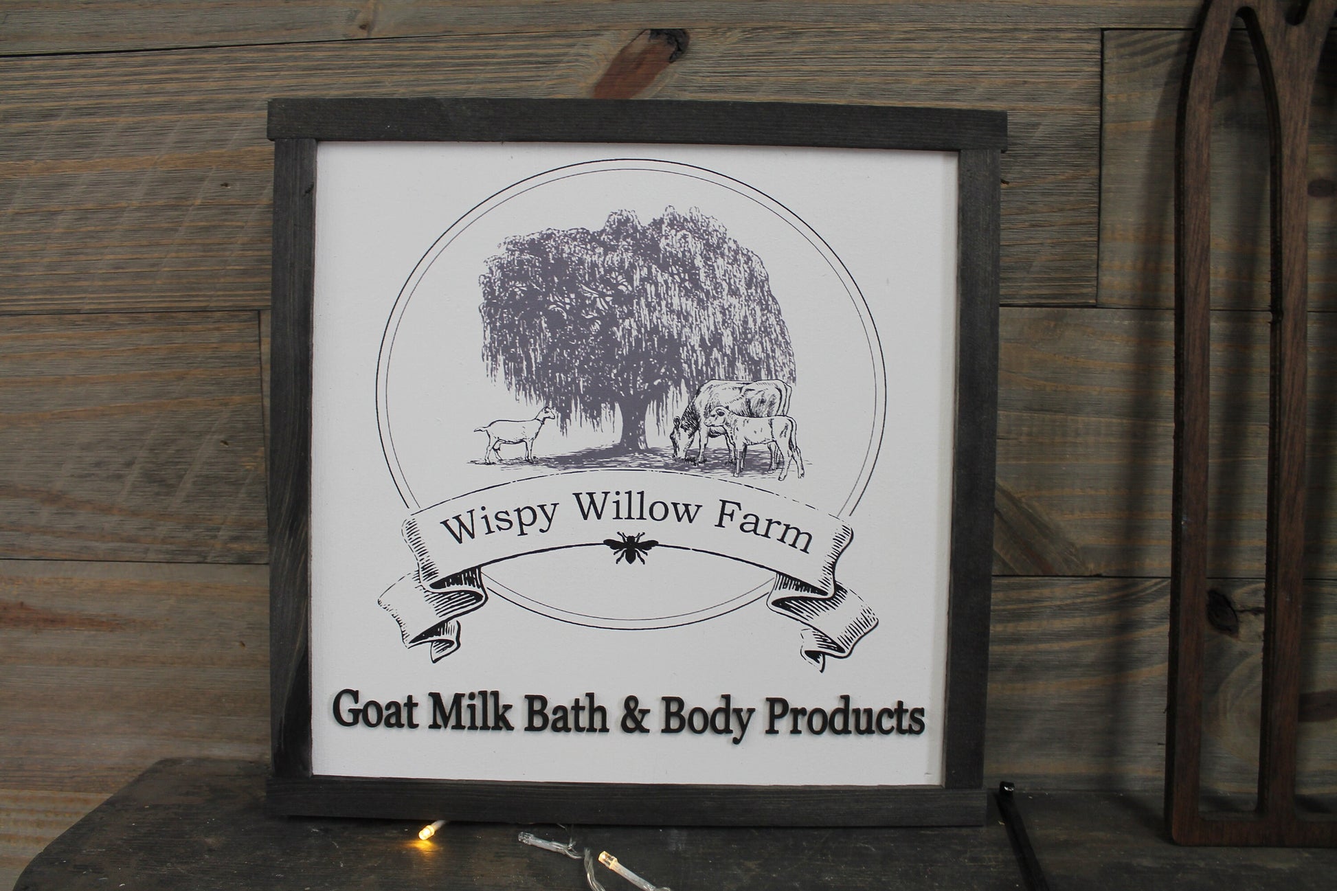 Large Custom Square Soap Co Small Business Tree Willow Goat Milk Commerical Signage Rustic Logo Wood Laser Cut Out 3D Extra Large Sign