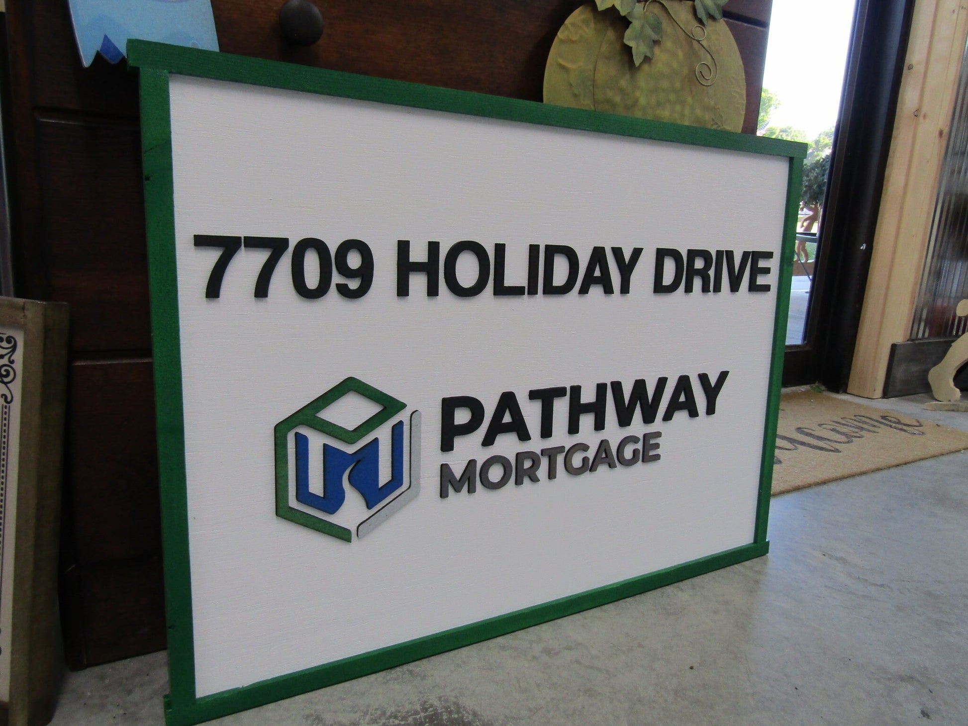 Custom Mortgage Business Sign Rectangle 3D Large Custom Company Indoor Outdoor Small Business Logo Laser Cut Wood Sign Address Sign Home
