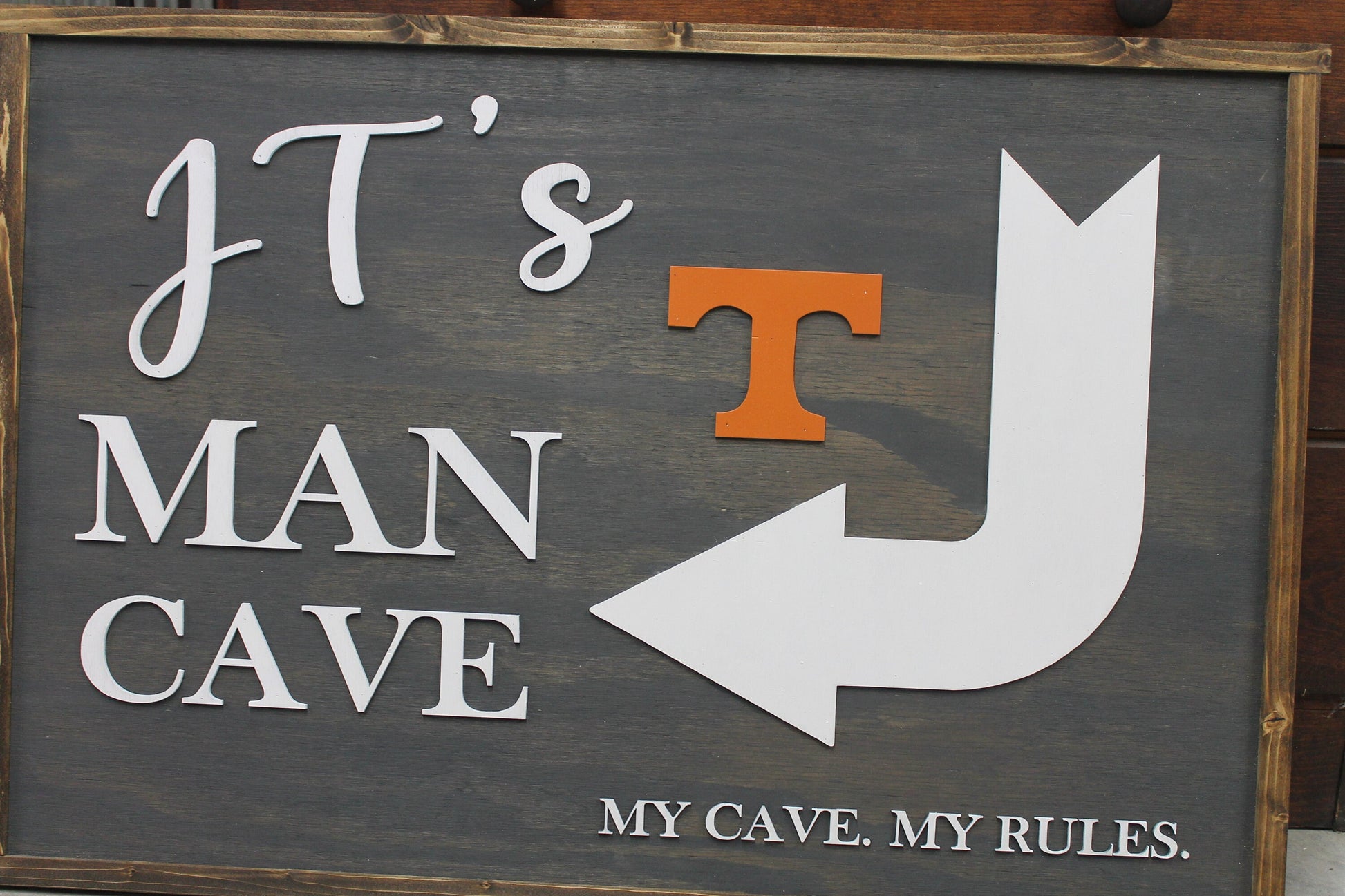 Custom Man Cave Rectangle 3D Large Custom Team My Cave My Rules Indoor Outdoor Logo Laser Cut Wood Sign Basement Game Room Garage Sign