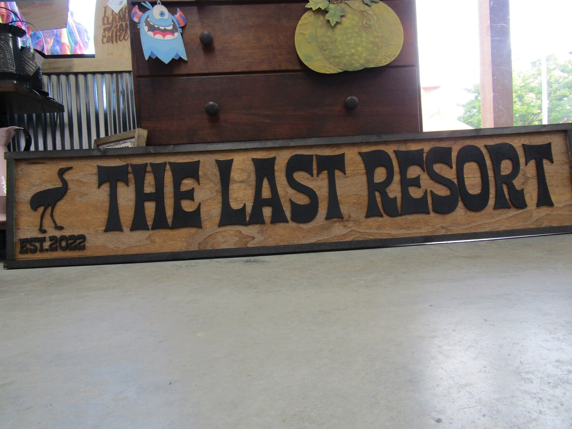 Large Custom Ranch Sign Resort Heron Over-sized Rustic Business Logo Wood Laser Cut Out 3D Extra Large Sign Studio Sign Commerical signage