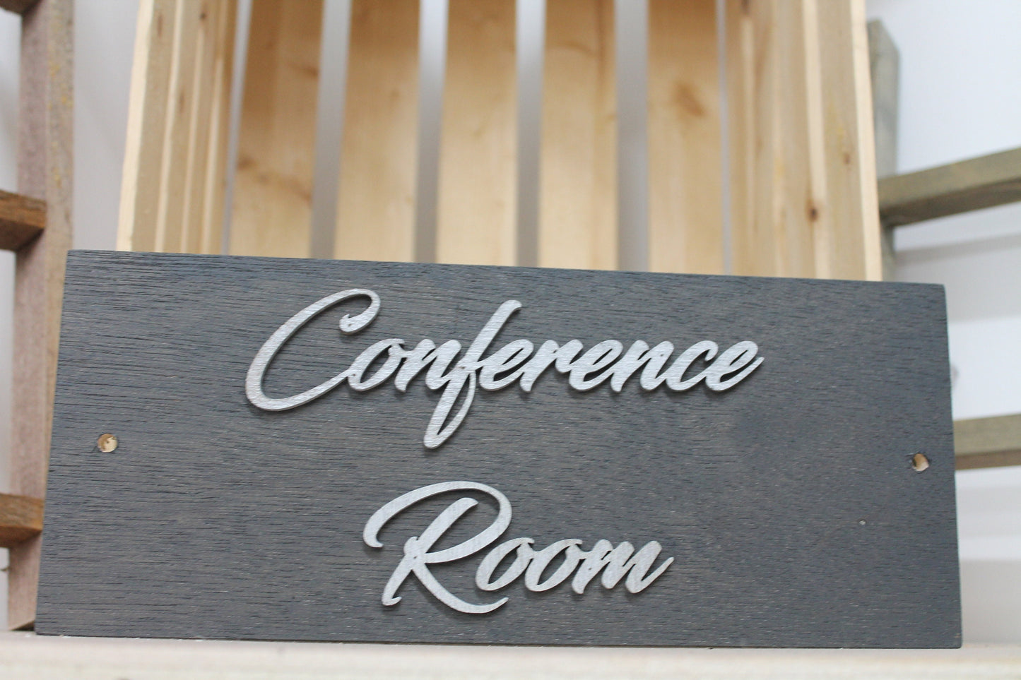 Conference Room Business Sign Unframed Commerical Signage 3D Raised Letters Company Personalized Wooden Sign Customizable Matching Direction