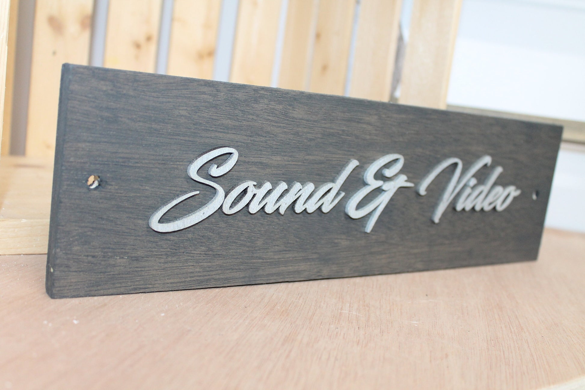 Sound And Video Room Business Sign Unframed Commerical Signage 3D Raised Letters Church Wooden Sign Customizable Matching Direction