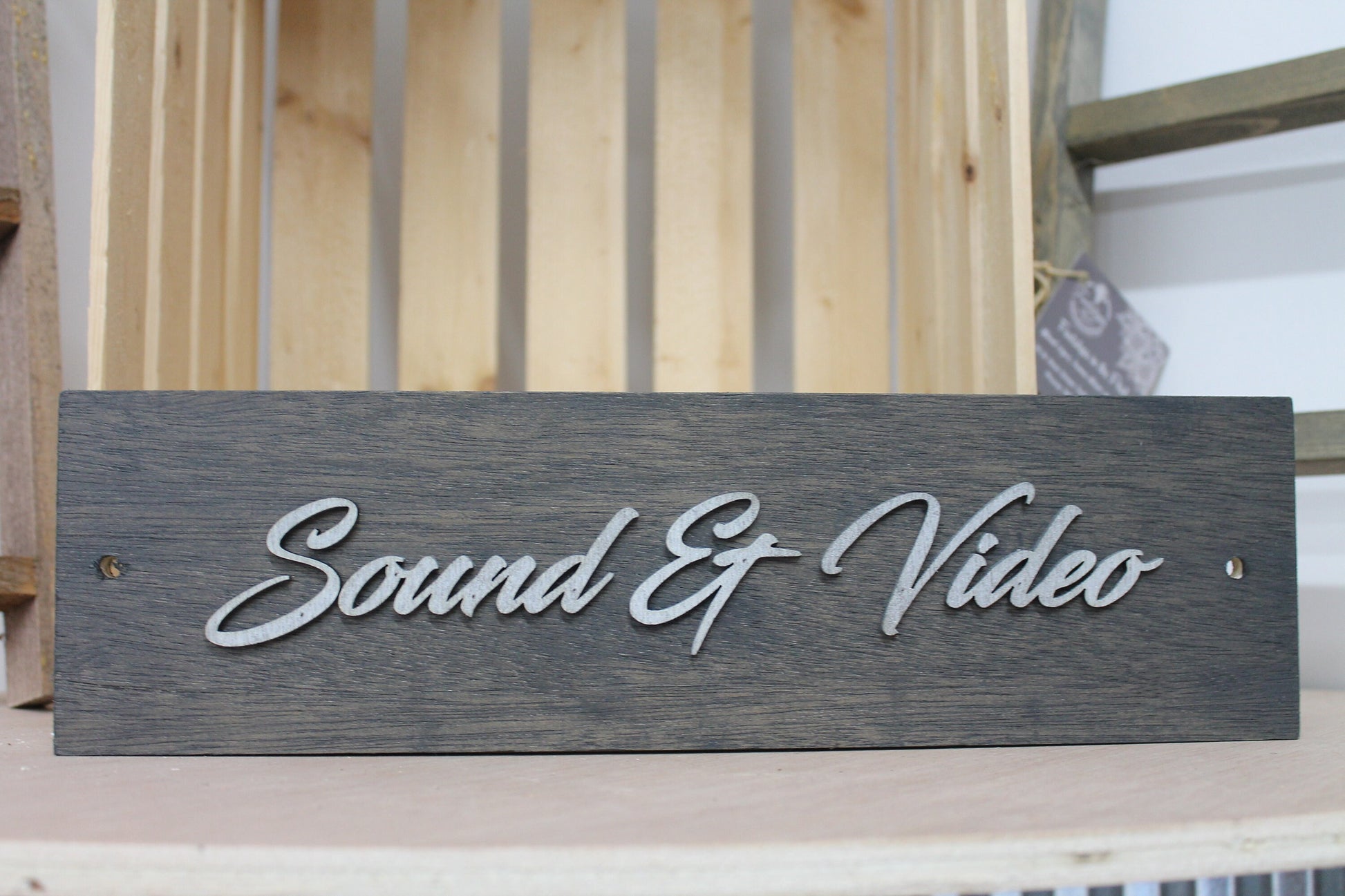 Sound And Video Room Business Sign Unframed Commerical Signage 3D Raised Letters Church Wooden Sign Customizable Matching Direction