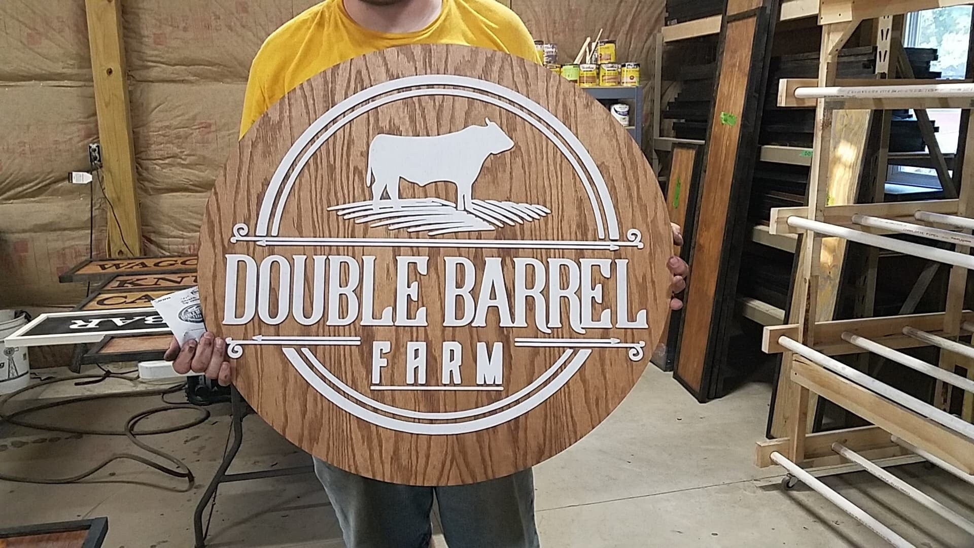 large wood custom farm sign round ranch signage indoor outdoor can be hanging