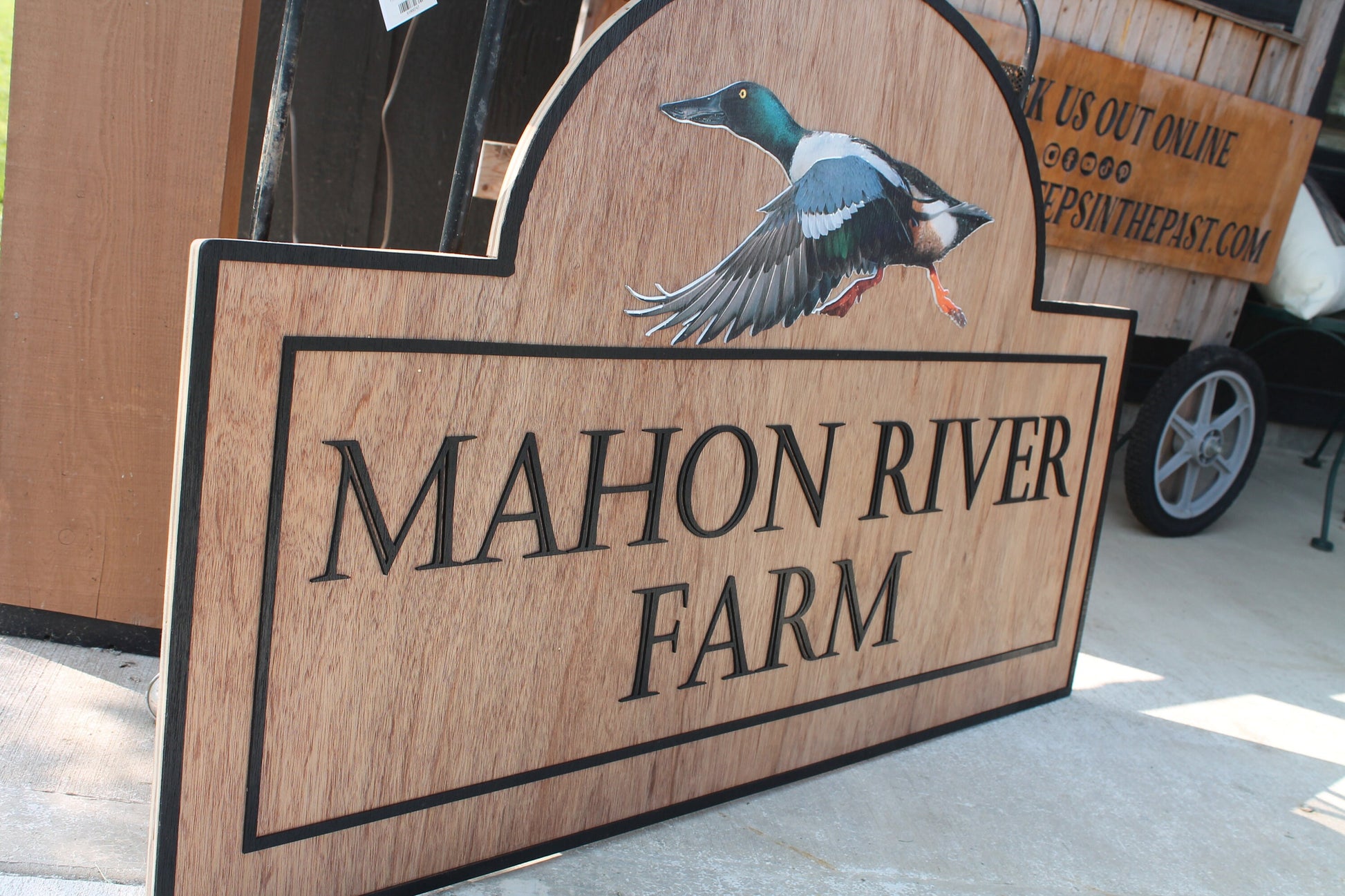 Personalized River Farm Sign Woodland Duck Bird Poultry Hobby Farm Large Custom Business Sign Business Logo Wood 3D Large Mahon Hunting
