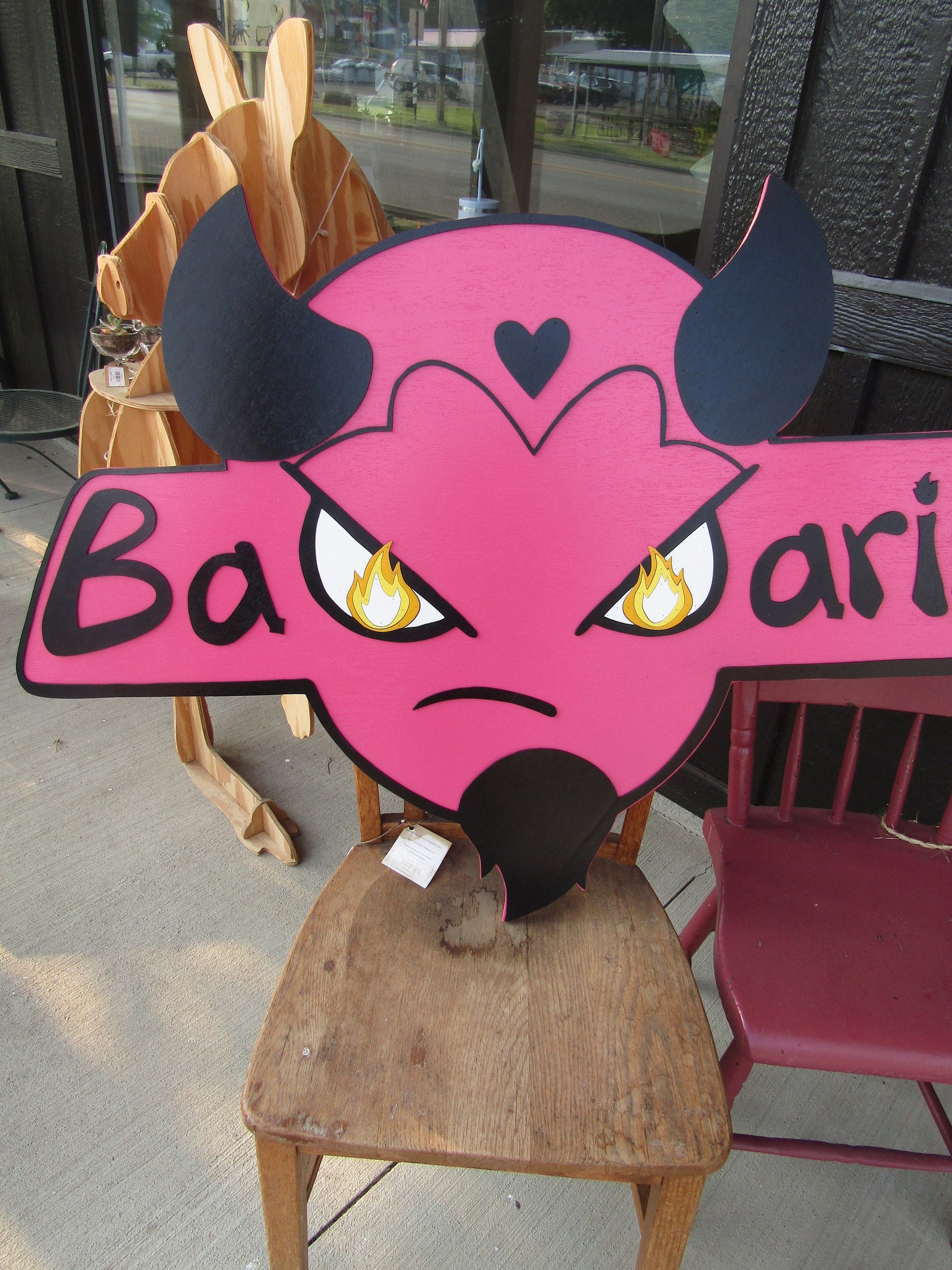 Custom Barista Cafe and Coffee Shop Pink Commerical Signage Handmade 3d Contoured Sign Your Logo Business Devil Retro Wooden Sign