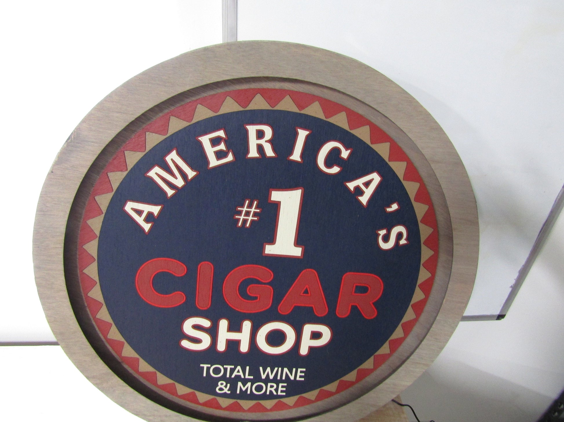 Custom Wood Cigar Shop #1 America Red White And Blue Wine LED Light Sign Commerical Signage Bar Store Convenient Shop Basement Handmade