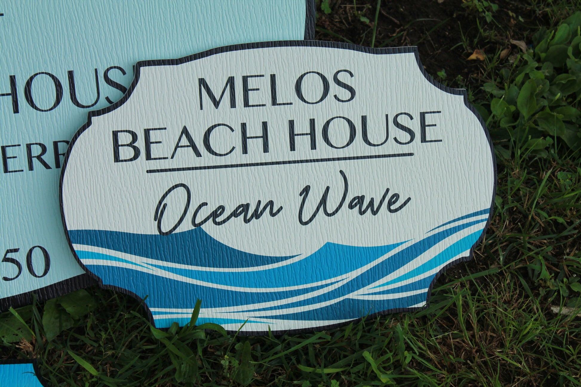 Waves Surf Ocean Wave Custom Beach BNB Summer Nautical Textured Contour PVC Weather Waterproof Fade Resistant Uv Ink Outdoor Vacation Home