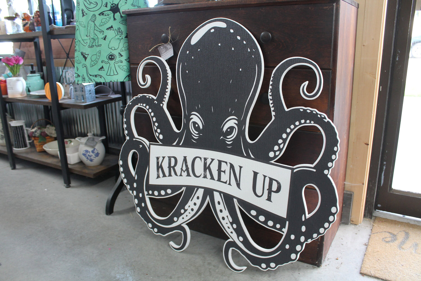 Kracken Octopus Squid PVC Contoured Sealife Nautical Sail Boat Boater Life Sign Sailor Ocean Beach Restaurant Speakeasy Deep Sea