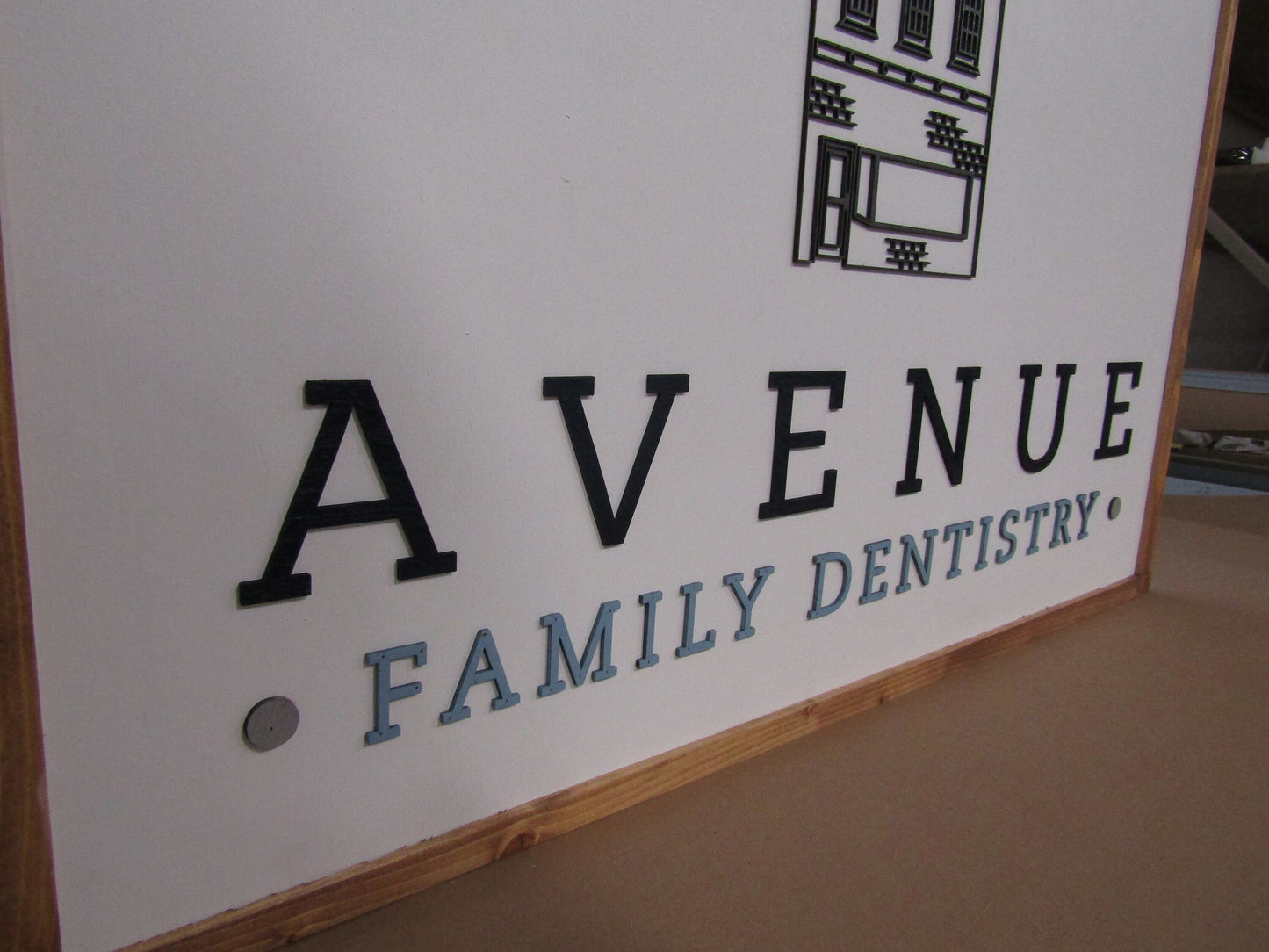 Family Dentist Custom Business Sign Dentistry Historical Rectangle 3D Large Custom Company Indoor Outdoor Small Business Logo Laser Cut Wood