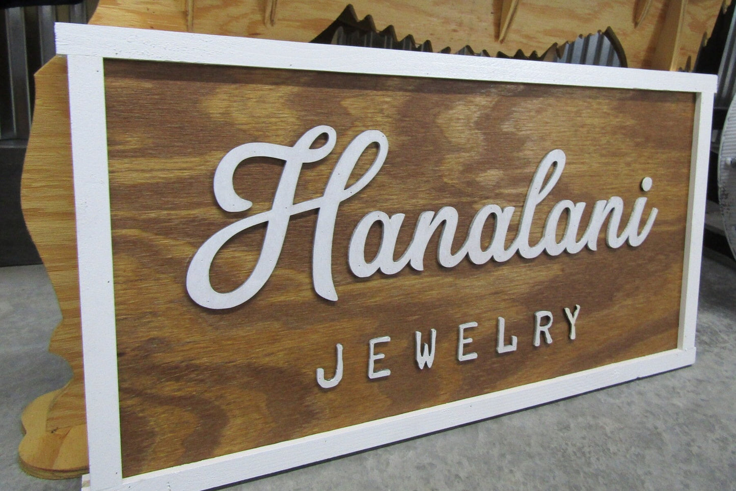 Permanent Jewelry Custom Business Signage Rectangle 3D Vendor Booth Fair Display Indoor Outdoor Small Business Logo Laser Cut Wood