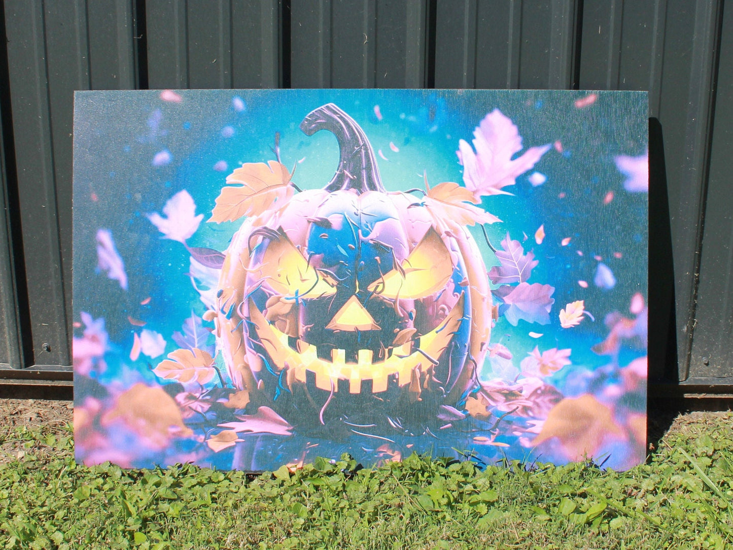 Pumpkin Jack o Lantern Fluorescent Black Light Halloween Autumn Spooky Fall Ultraviolet Putt Putt Haunted House Gamer Funhouse Decor Printed