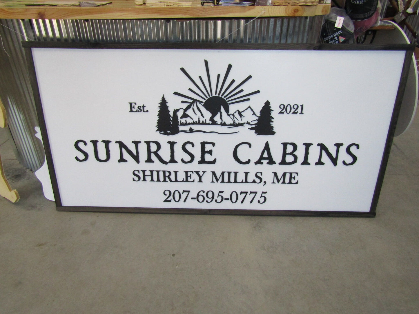 Cabin Rental SunRise Custom Business Sign Rectangle 3D Large Custom Your LOGO Company Indoor Outdoor Small Business Logo Laser Cut Wood Sign
