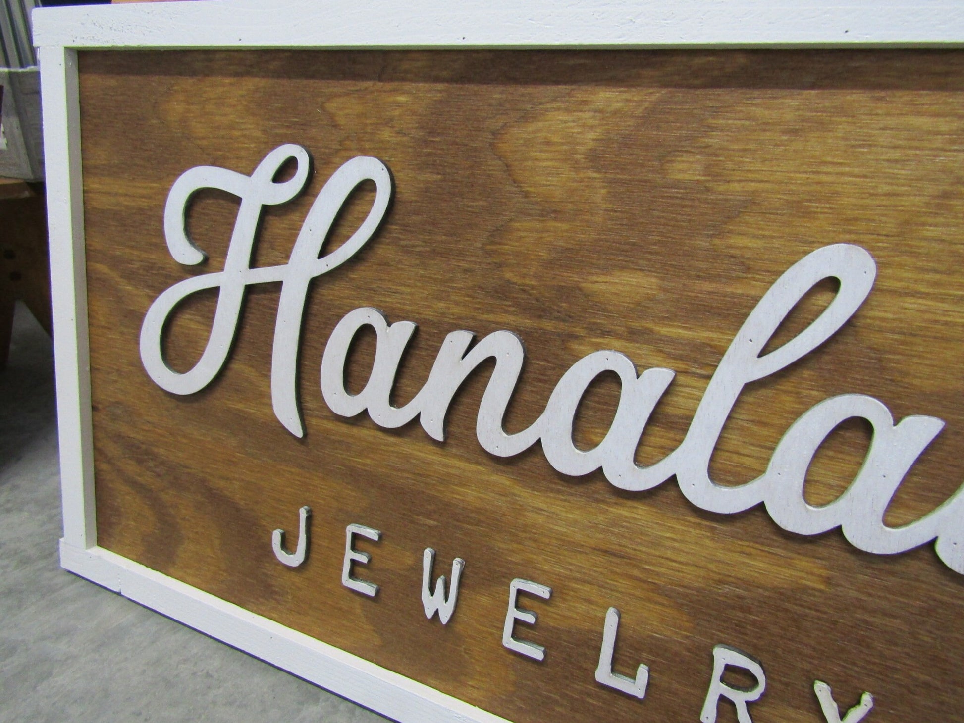 Permanent Jewelry Custom Business Signage Rectangle 3D Vendor Booth Fair Display Indoor Outdoor Small Business Logo Laser Cut Wood