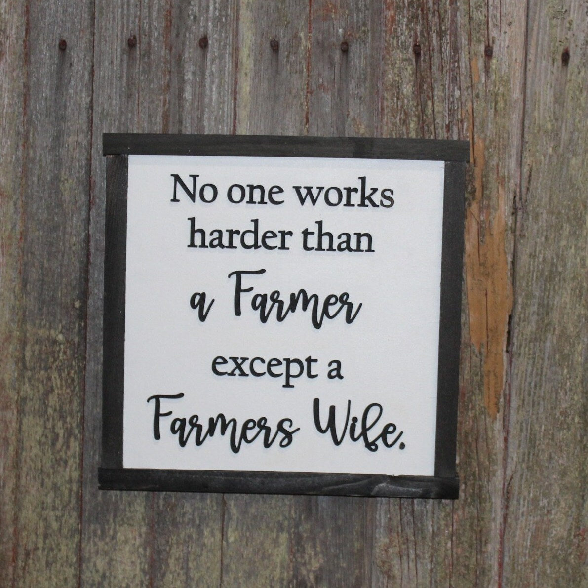 No One Works Harder Than A Farmers Wife Decor Sign Appreciation Gift Farming Wife 3D Handmade Wood Sign Raised Text Farmers Kitchen Living