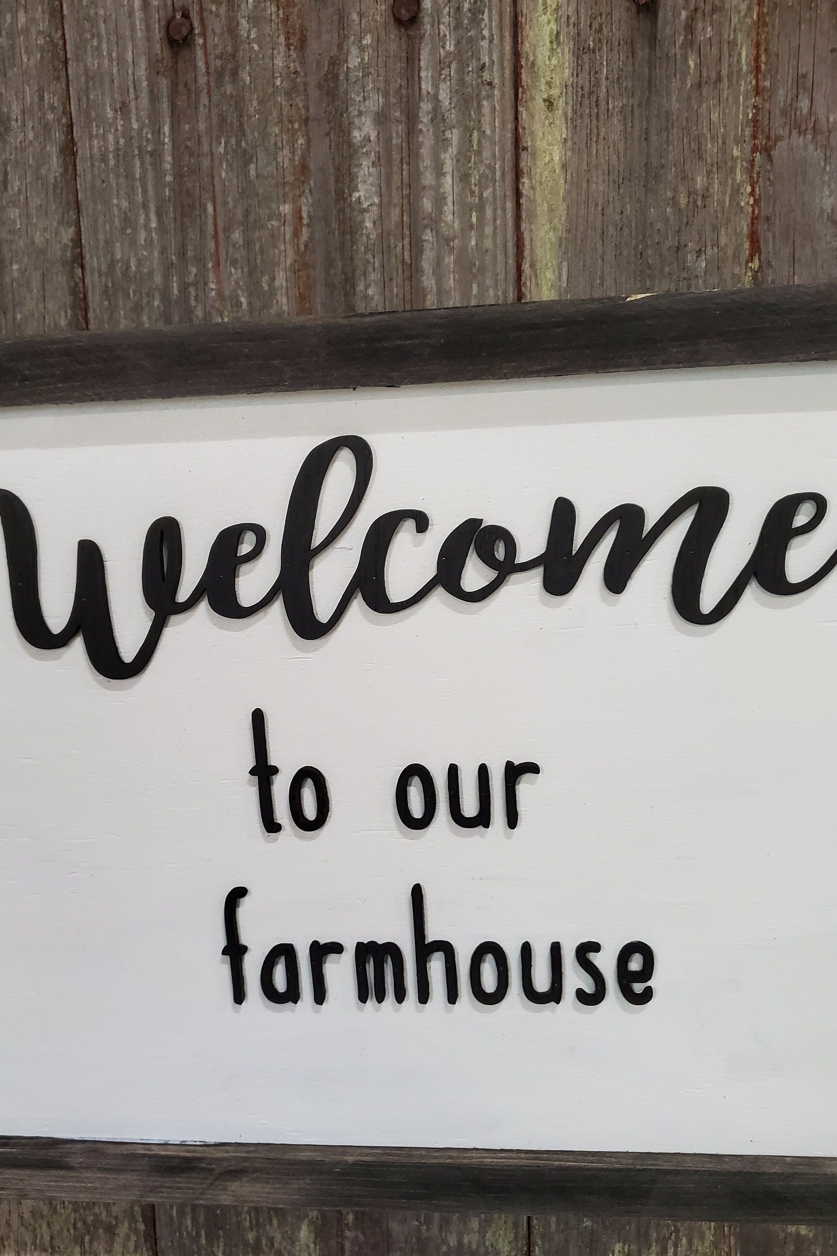 Welcome to Our Farmhouse Windmill Rustic Farmhouse Sign 3D Raised Black and White Country Framed Shabby Chic Wall Decor