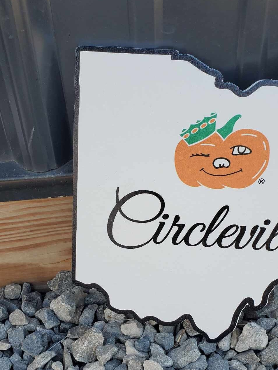 Winky Circleville Ohio Pumpkin Show Hometown Small Town Printed on Wood State Cut out Decor Plaque Wall Art Color Wood Print