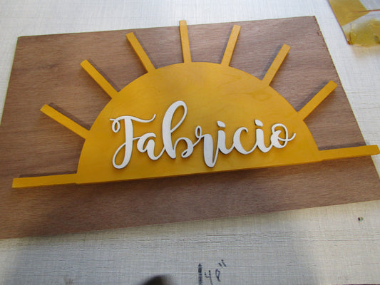 Custom Sunshine Name Baby Shower Crib Sign Contoured Sun New Baby Event Gender Made to Order Personalized 3d Wooden Handmade
