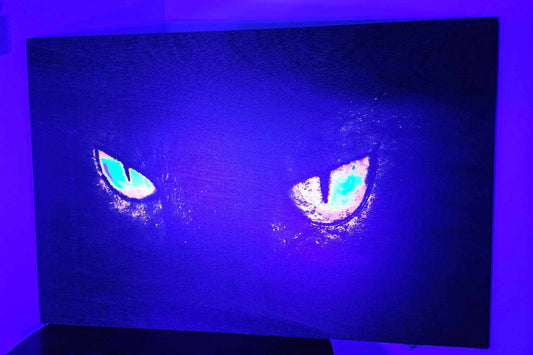 Cat Eyes In Dark Fluorescent Black Light Halloween Spooky Cryptic Ultraviolet Putt Putt Haunted House Outdoor Funhouse Decor Printed