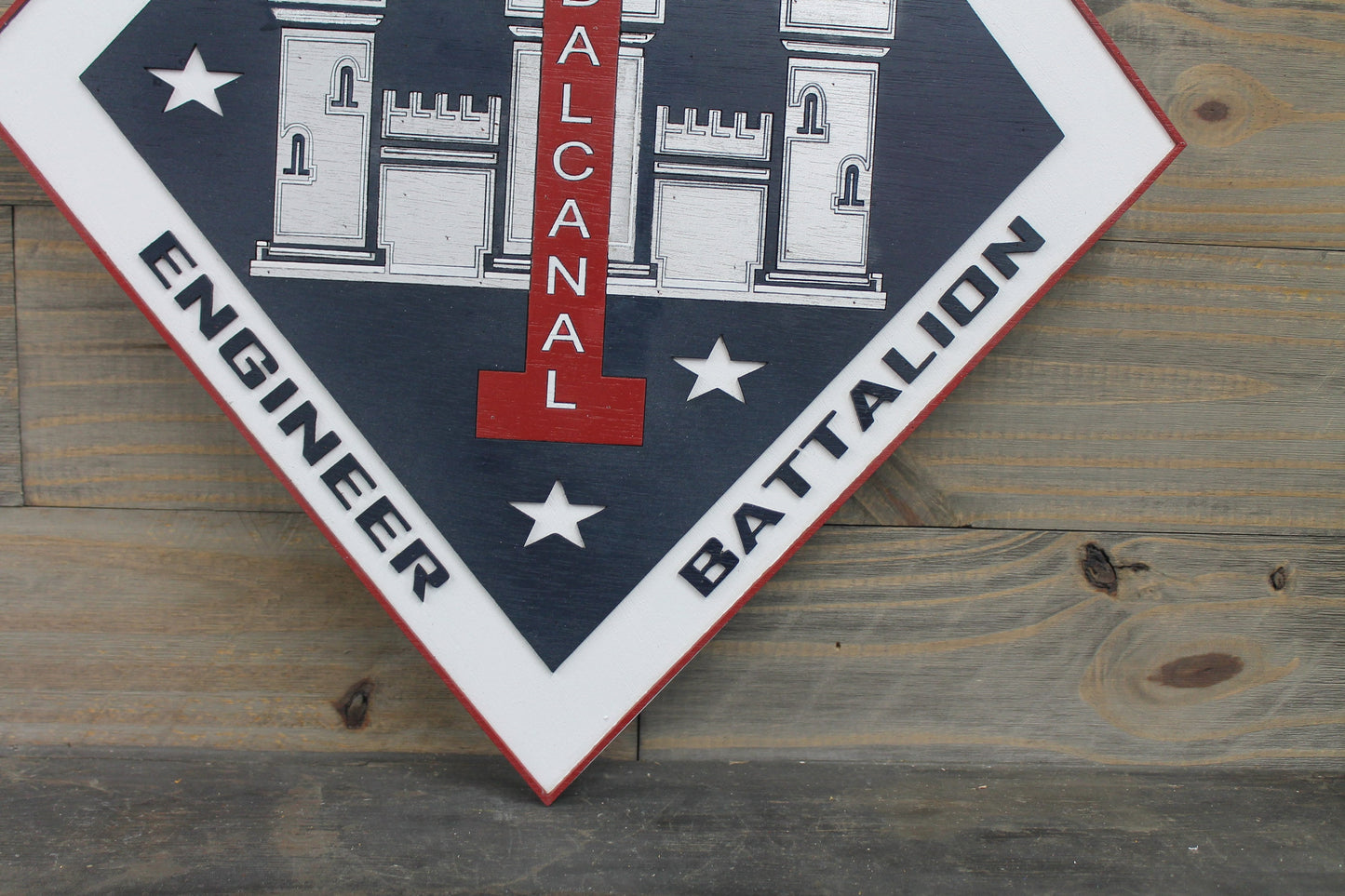 Custom Castle Sign Contoured Military Badge Battalion Engineer Commerical Signage Diamond Made to Order Store Front Logo Wooden Handmade