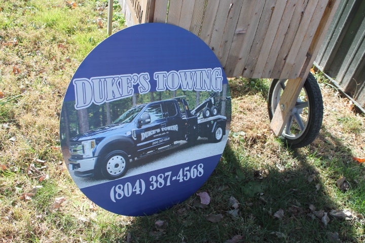 Tow Truck Commerical Photo Custom Metal Sign with your Personalized business Logo on Aluminum Great for outdoors not steel will not rust