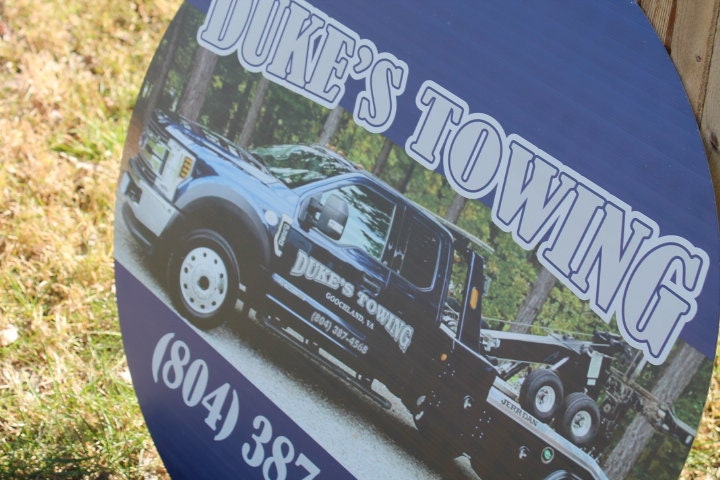 Tow Truck Commerical Photo Custom Metal Sign with your Personalized business Logo on Aluminum Great for outdoors not steel will not rust