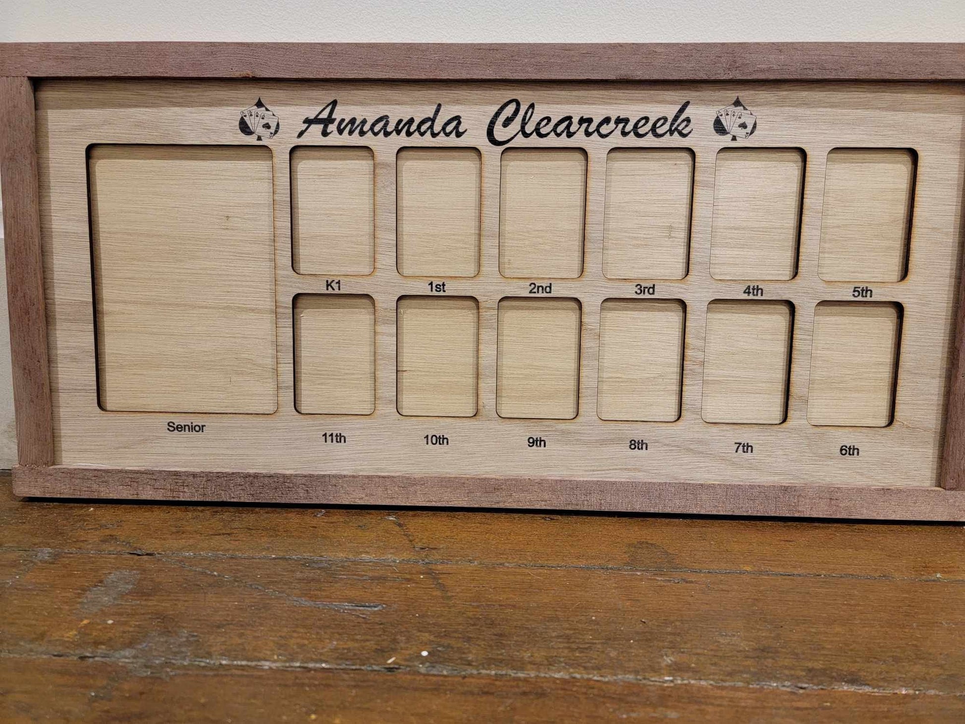 Amanda Clearcreek Spades School Name Local School District Personalized K-12 Years Horizontal Picture Frame Photo Display Back to School