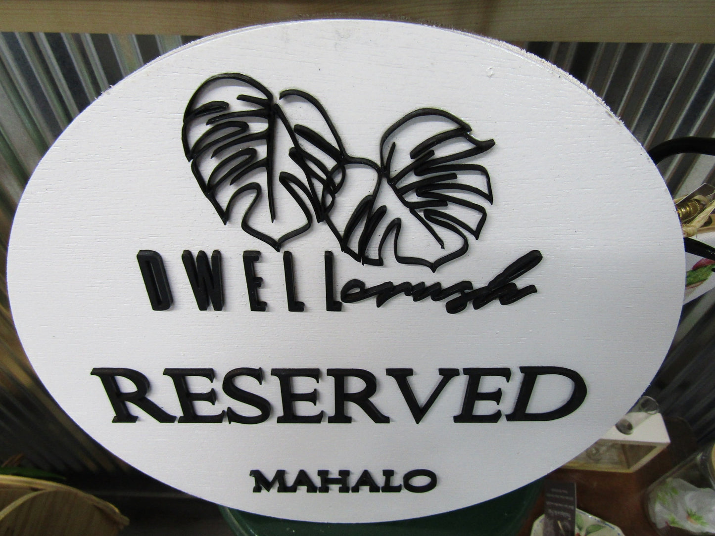 Business Reserved Sign Mahalo Tropical Custom Sign Round Commerical Signage Single Double Sided Made to Order Logo Wooden Handmade