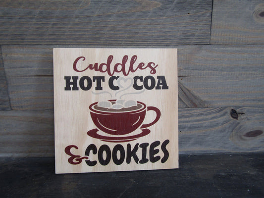 Hot Cocoa Cuddles Cookies Winter Warm Living room decor Wall Decor Art Handmade Unframed Printed In Color Contemporary Decoration